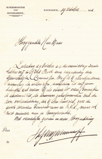 Uitnodiging van de burgemeester van Hoogkarspel aan Adriaan Jan Cornelis MG (1862-1939) ivm koninklijke onderscheiding (19-10-1932)